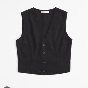 Abercrombie & Fitch Black Buttoned Vest Blouse